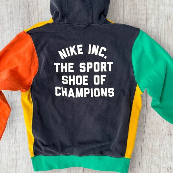 Nike Colorblock Hoodie Small Retro Multicolor Pullover “Sport Shoe of Champions” - Picture 2 of 3
